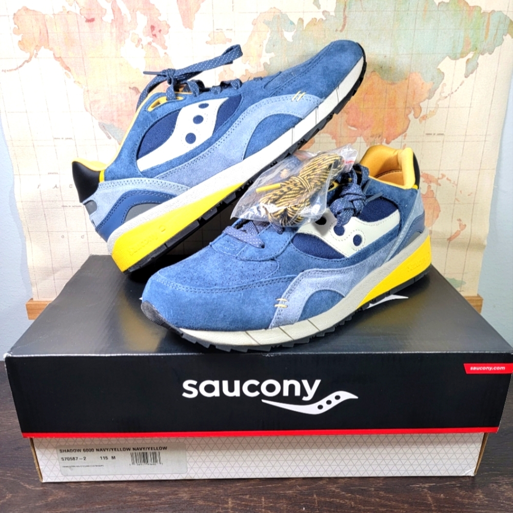 BRAND NEW Saucony Shadow 6000 Navy Yellow Men's Size 11.5